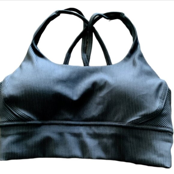 Ouber Padded Ribbed Sports Bra Criss-cross Back Strap XL Gray #56H - Picture 1 of 7